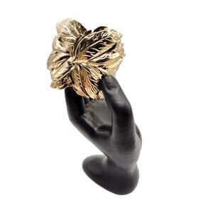 Vintage Gold Leaf Chunky Cuff Bracelet, 2.5" Thick